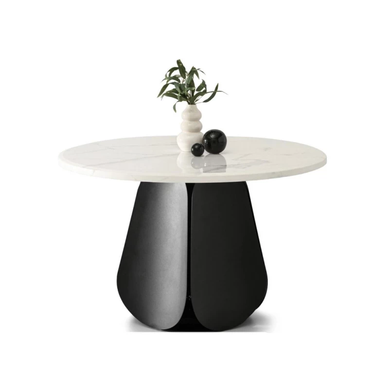 Designer-Esstisch DAVIS – weißer Marmor / schwarz