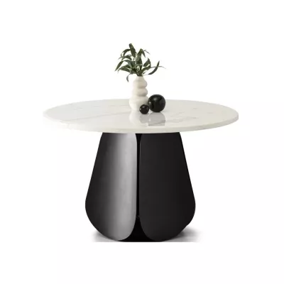 Designer-Esstisch DAVIS – weißer Marmor / schwarz