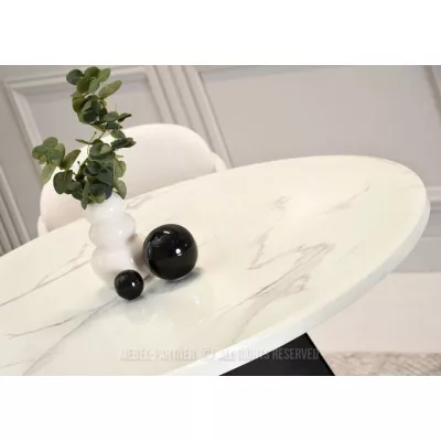 Designer-Esstisch DAVIS – weißer Marmor / schwarz