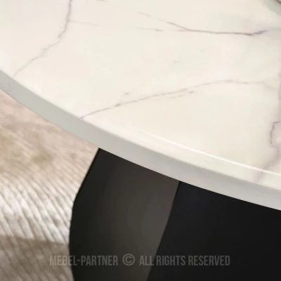 Designer-Esstisch DAVIS – weißer Marmor / schwarz