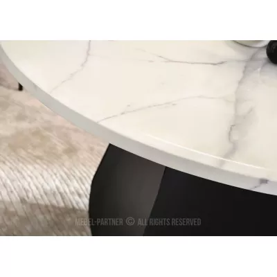 Designer-Esstisch DAVIS – weißer Marmor / schwarz