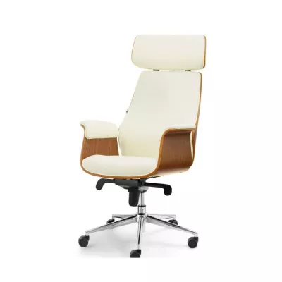 Bürostuhl BLANDINA – Walnuss/Creme/Chrom