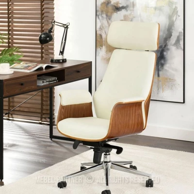 Bürostuhl BLANDINA – Walnuss/Creme/Chrom