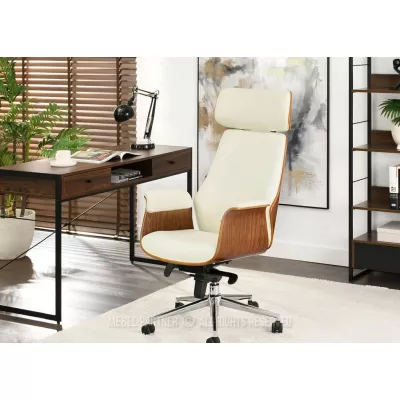 Bürostuhl BLANDINA – Walnuss/Creme/Chrom