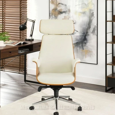 Bürostuhl BLANDINA – Walnuss/Creme/Chrom