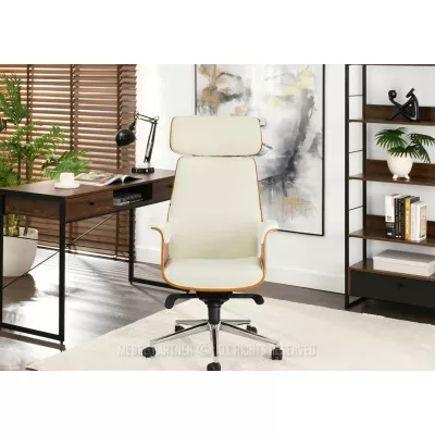 Bürostuhl BLANDINA – Walnuss/Creme/Chrom