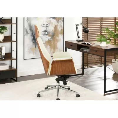 Bürostuhl BLANDINA – Walnuss/Creme/Chrom