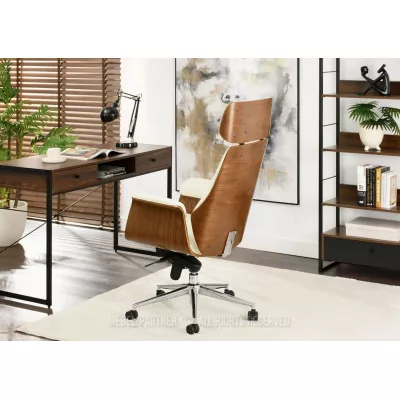 Bürostuhl BLANDINA – Walnuss/Creme/Chrom