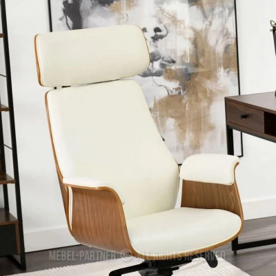Bürostuhl BLANDINA – Walnuss/Creme/Chrom