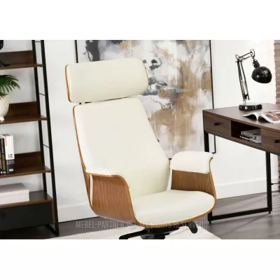 Bürostuhl BLANDINA – Walnuss/Creme/Chrom