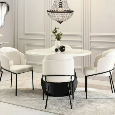 Designer Esszimmerstuhl JAZMIN - creme / schwarz