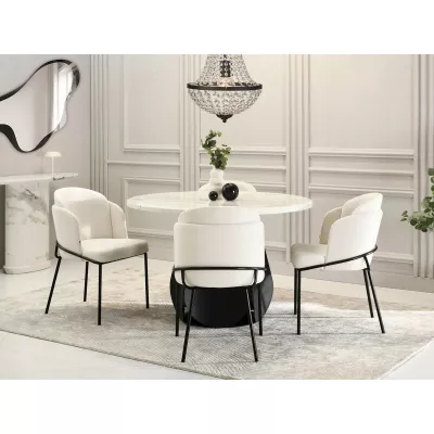 Designer Esszimmerstuhl JAZMIN - creme / schwarz