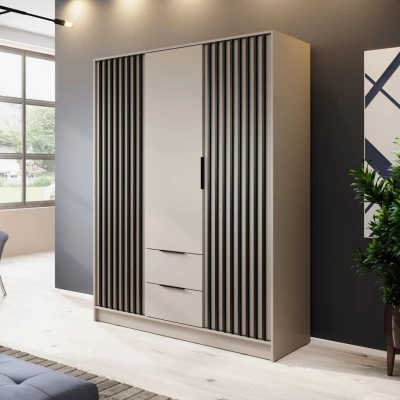Dreitüriger Kleiderschrank MARFA – Breite 155 cm, Kaschmir/Schwarz