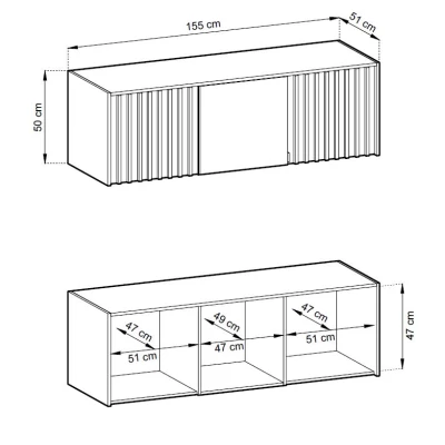 Kleiderschrankerweiterung MARFA – Breite 155 cm, graue/handwerklich gestaltete Eiche