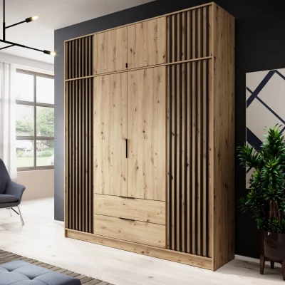 Kleiderschrankerweiterung MARFA – Breite 205 cm, graue/handwerklich gestaltete Eiche