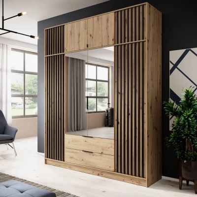 Kleiderschrankerweiterung MARFA – Breite 205 cm, Eiche handwerklich / Schwarz