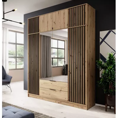 Kleiderschrankerweiterung MARFA – Breite 205 cm, Kaschmir/Schwarz