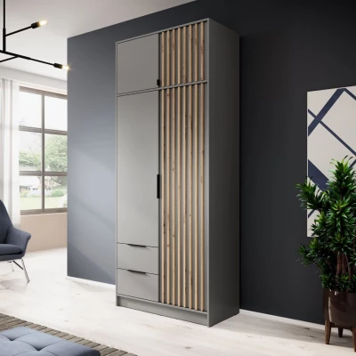 Kleiderschrank-Anbau MARFA – Breite 105 cm, Graphit/Artisan-Eiche