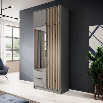 Kleiderschrank-Anbau MARFA – Breite 105 cm, Graphit/Artisan-Eiche