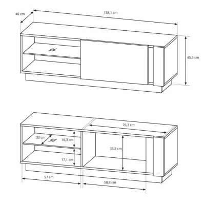 TV-Ständer 138 cm DOTHAN - Artisan Eiche / Graphit
