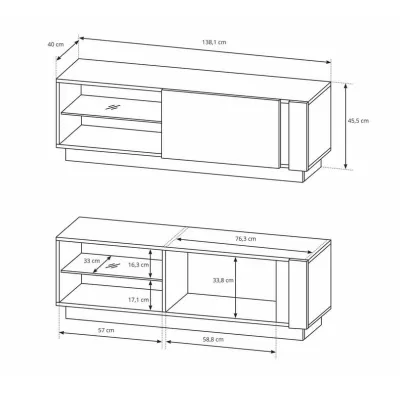 TV-Ständer 138 cm DOTHAN - Artisan Eiche / Graphit