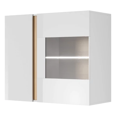 Hängevitrine 97 cm DOTHAN - Grandson Eiche / Weiß / Weiß Hochglanz