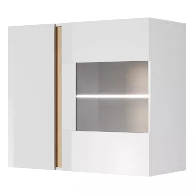 Hängevitrine 97 cm DOTHAN - Grandson Eiche / Weiß / Weiß Hochglanz