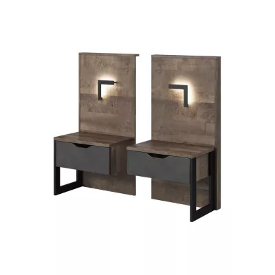 2er Set Nachttische GORDO - Eiche Sand Grande / Matera + LED Beleuchtung GRATIS
