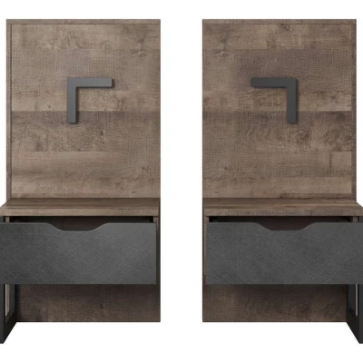 2er Set Nachttische GORDO - Eiche Sand Grande / Matera + LED Beleuchtung GRATIS