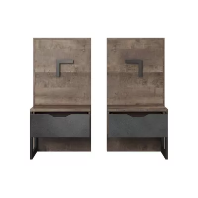 2er Set Nachttische GORDO - Eiche Sand Grande / Matera + LED Beleuchtung GRATIS