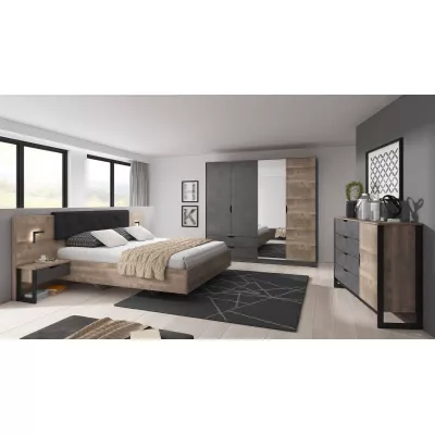 2er Set Nachttische GORDO - Eiche Sand Grande / Matera + LED Beleuchtung GRATIS