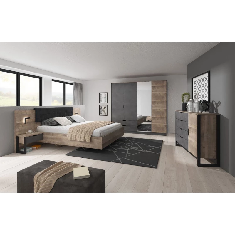 Schlafzimmer-Set mit Bett 160x200 GORDO - Eiche Sand Grande / Matera