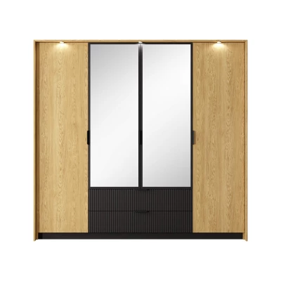 Schlafzimmer-Set mit Bett 160x200 BRENT - Baltische Eiche / Schwarz