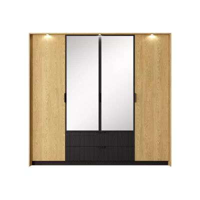 Schlafzimmer-Set mit Bett 160x200 BRENT - Baltische Eiche / Schwarz