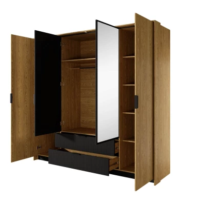 Schlafzimmer-Set mit Bett 160x200 BRENT - Baltische Eiche / Schwarz
