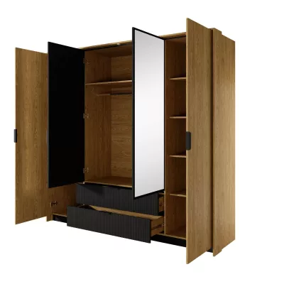 Schlafzimmer-Set mit Bett 160x200 BRENT - Baltische Eiche / Schwarz
