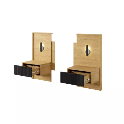 Schlafzimmer-Set mit Bett 160x200 BRENT - Baltische Eiche / Schwarz