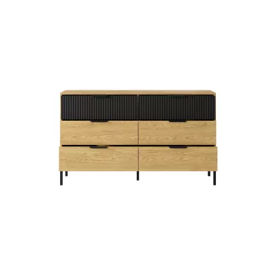 Schlafzimmer-Set mit Bett 160x200 BRENT - Baltische Eiche / Schwarz