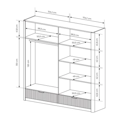 Großer Spiegelschrank 209 cm MOODY - Beige