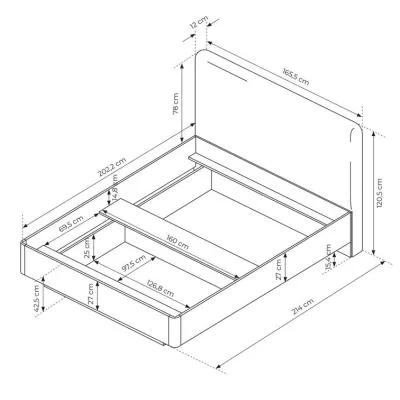 Doppelbett mit Stauraum 160x200 TROY - Barista Eiche