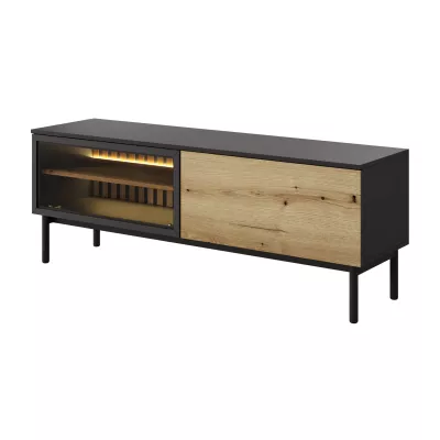 TV-Ständer 150 cm DEMOPOLIS - evoke Eiche / Schwarz + KOSTENLOSE LED-Beleuchtung