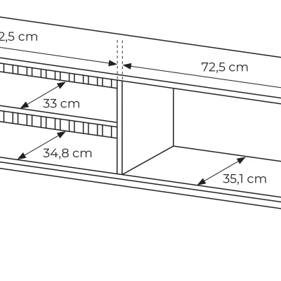 TV-Ständer 150 cm DEMOPOLIS - evoke Eiche / Schwarz + KOSTENLOSE LED-Beleuchtung