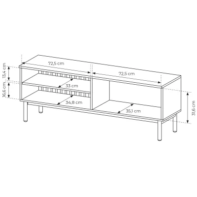 TV-Ständer 150 cm DEMOPOLIS - evoke Eiche / Schwarz + KOSTENLOSE LED-Beleuchtung