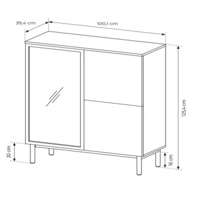 Vitrine DEMOPOLIS - Eiche evoke / schwarz + KOSTENLOSE LED-Beleuchtung