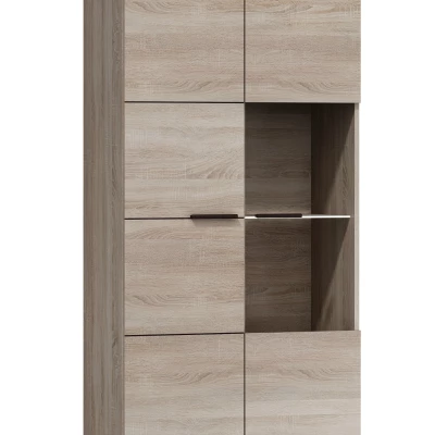 Schmaler Wohnzimmer-Vitrine LUVERNE - Sonoma-Eiche