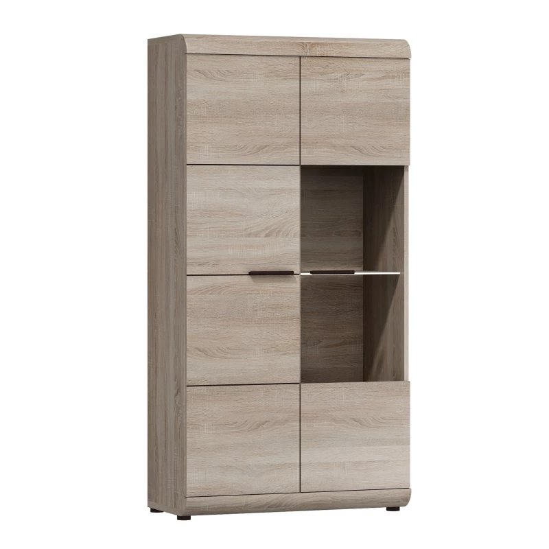 Schmaler Wohnzimmer-Vitrine LUVERNE - Sonoma-Eiche