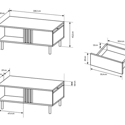 CHATOM Couchtisch - Artisan Eiche / Anthrazit