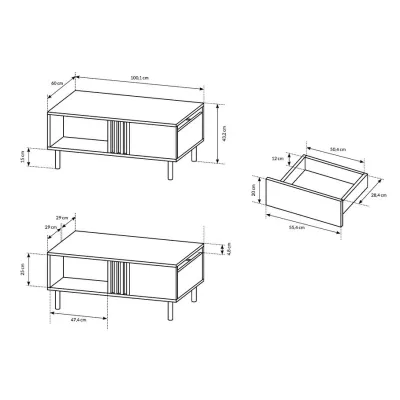 CHATOM Couchtisch - Artisan Eiche / Anthrazit