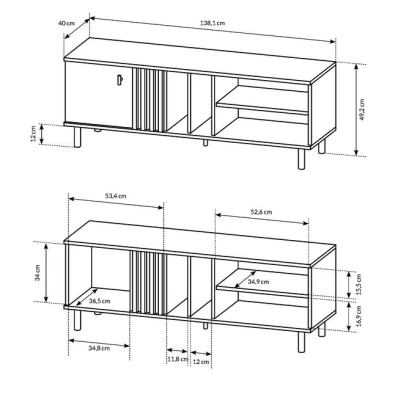 TV-Ständer 138 cm CHATOM - Artisan Eiche / Anthrazit