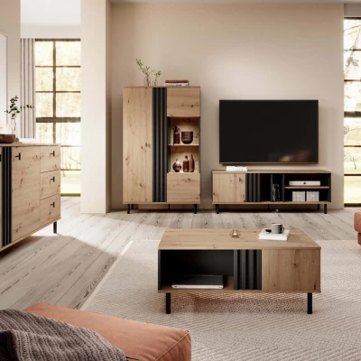 TV-Ständer 138 cm CHATOM - Artisan Eiche / Anthrazit